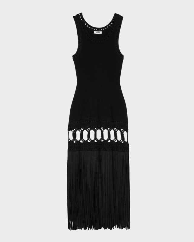 Lyne Fringe-Trim Midi Dress